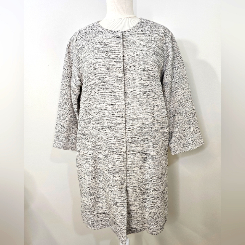 Size S Eileen Fisher Ecru Tweed Coat